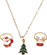 Christmas Tree Necklace with 2 Rings, 3pcs