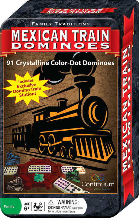 Family Traditions Mexican Train Dominos Tin