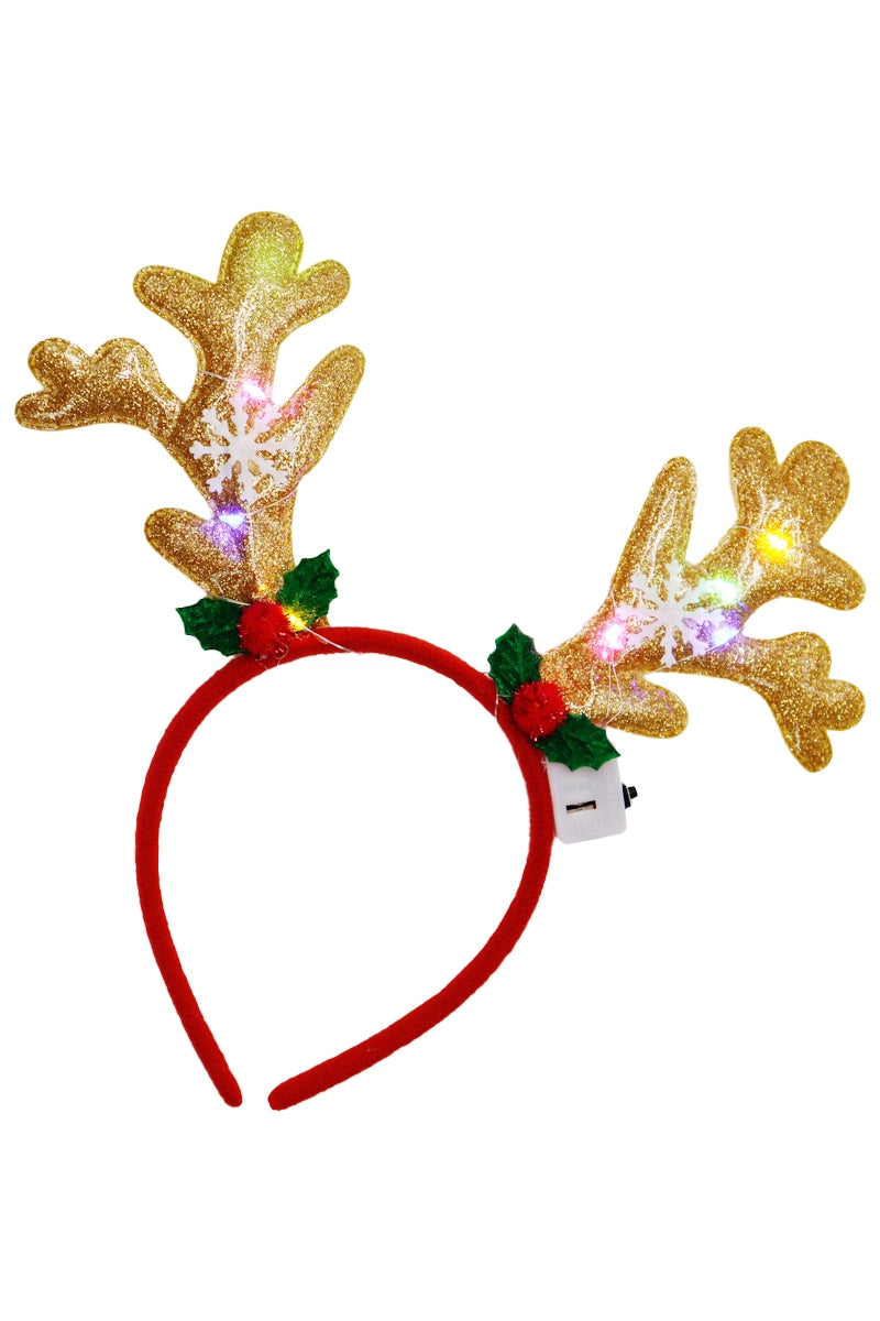 Rudolph Antler Glitter LED Light-Up Hairband