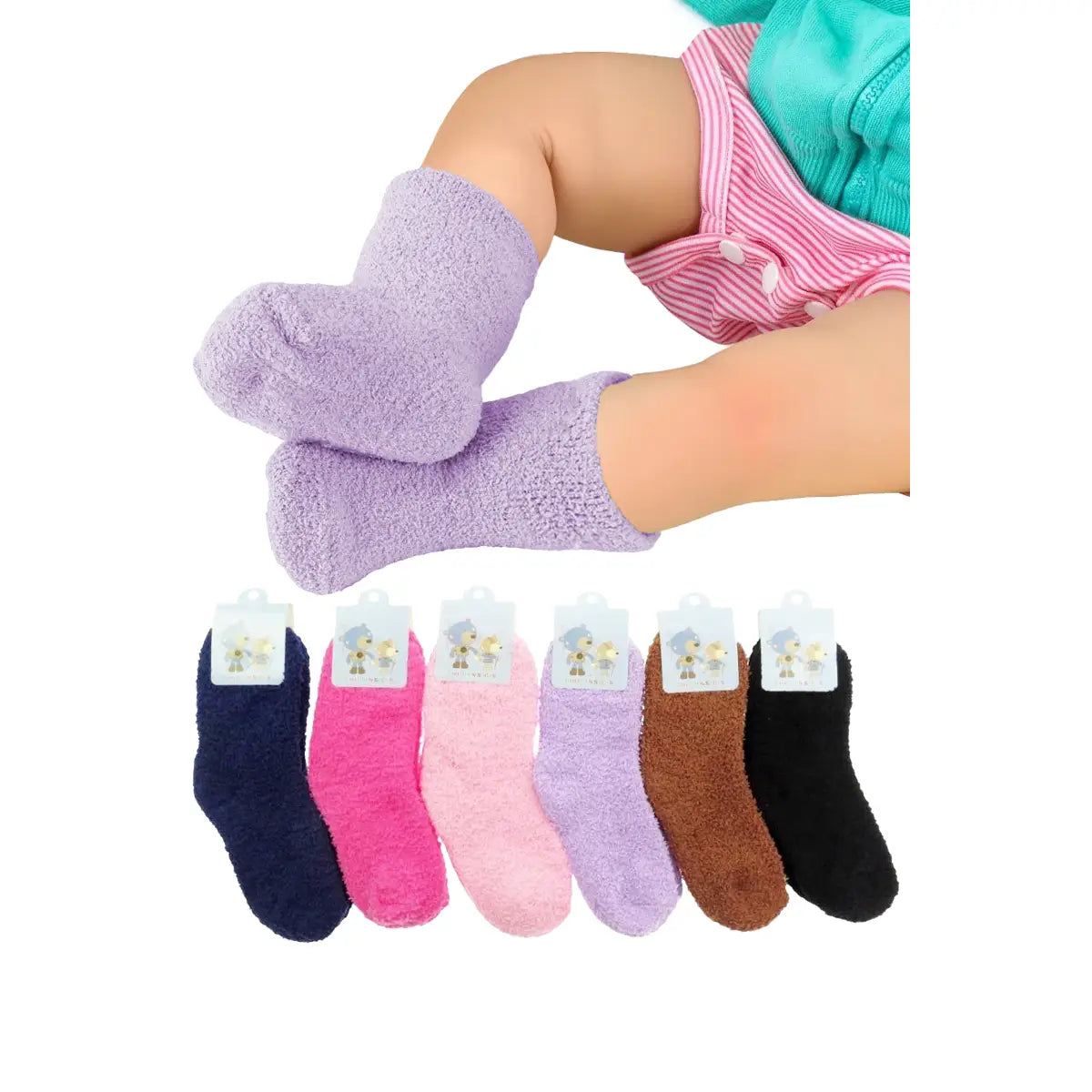 Kids Fuzzy Fleece Cozy Lounge Quarter Socks Asst.