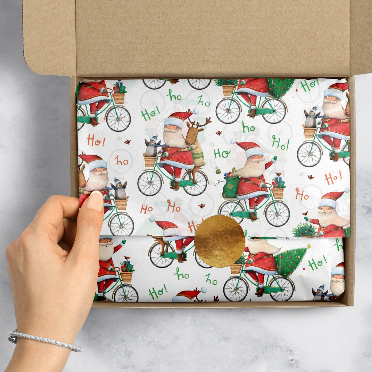 Santa Bicycle - Tissue Paper