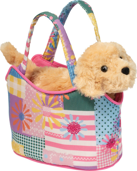 Patchwork Floral Sassy Sak with Golden Retriever