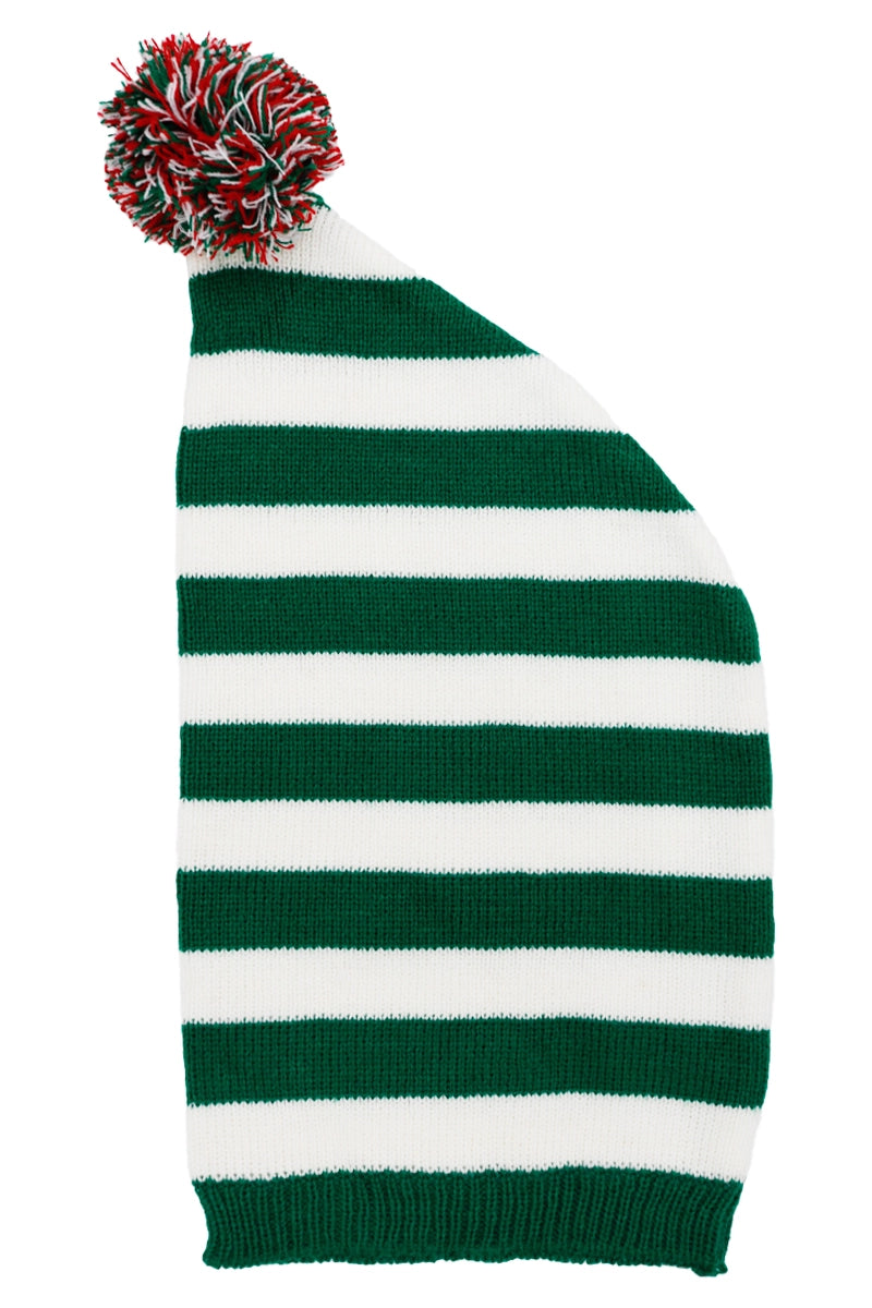 Christmas Elf Stripe Knitted Baggie Beanie Asst.