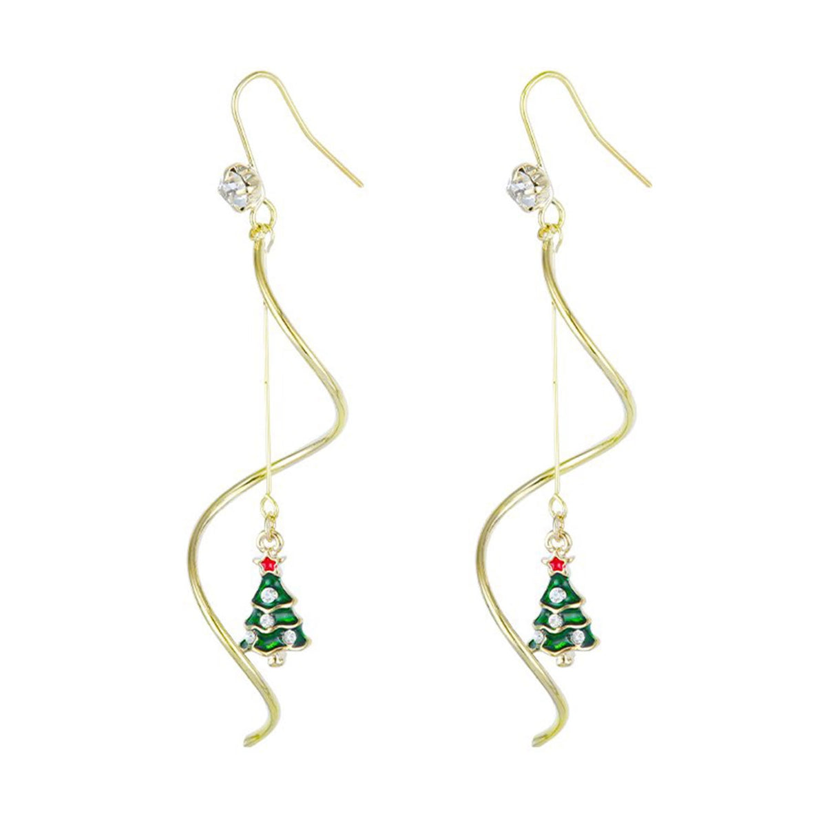 Christmas Earrings - Spirals w X-mas Trees