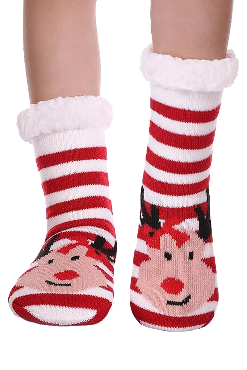 Christmas Fuzzy Mid-Crew Cozy Lounge Socks Asst.