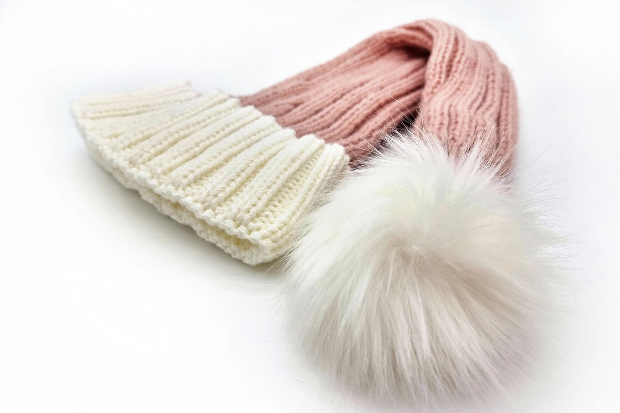 Coarse Knitted Santa Hat - Pink