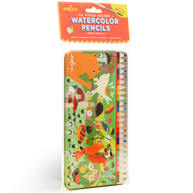 Woodland 24 Mini Watercolor Pencils Tin