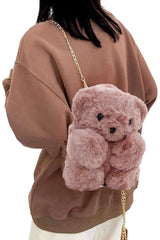 Teddy Bear Fuzzy Faux Fur Versatile Crossbody Bag Asst.