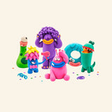 Fat Brain Toys Hey Clay – Monsters finished character assortment showing colorful clay monsters in different shapes, sizes, and expressions.