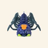 Front view of the HEX BOTS RC Explodapede showing glowing LED eyes and segmented robotic body.