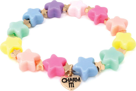 Gold Pastel Star Stretch Bead Bracelet