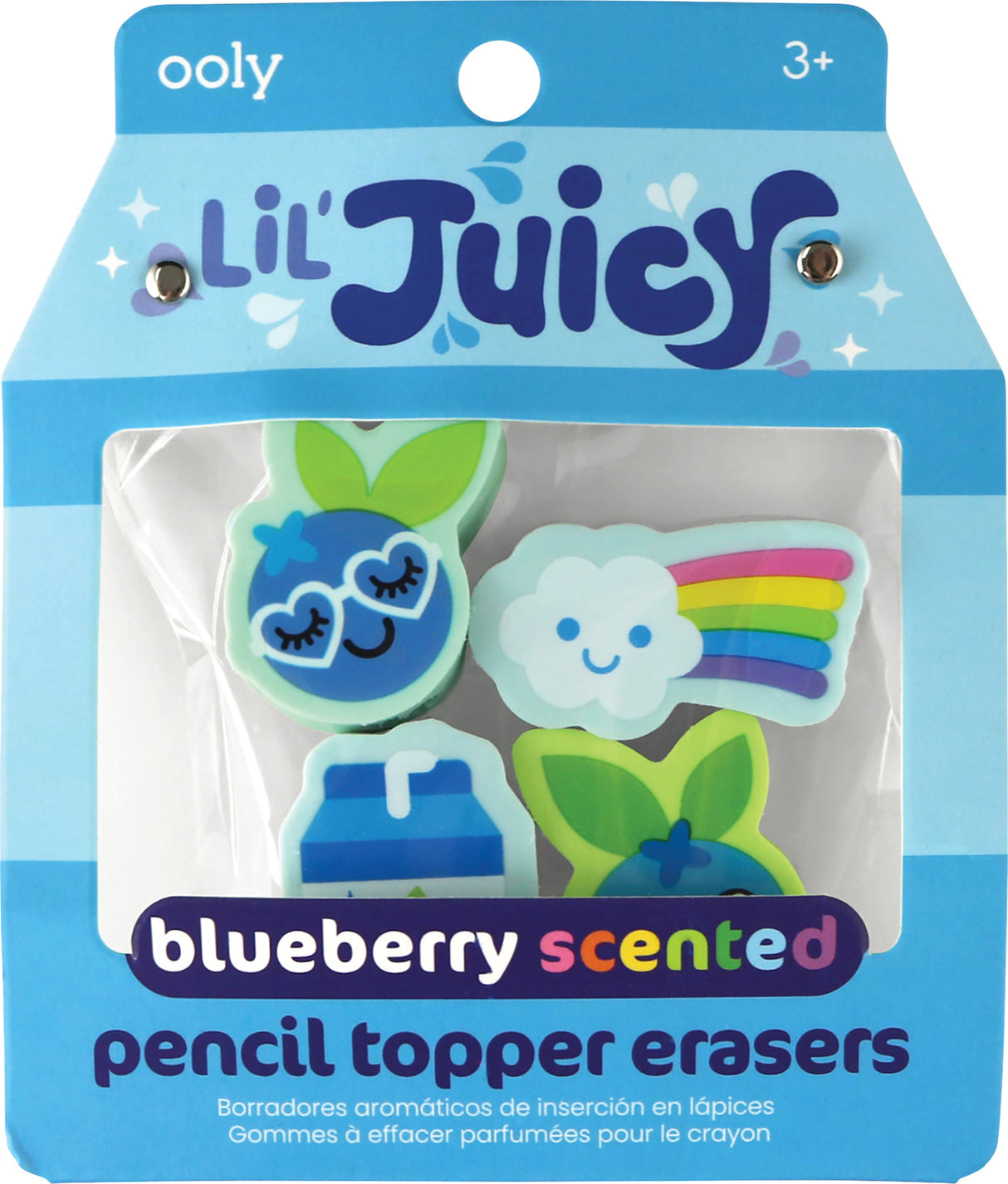 Lil' Juicy Scented Pencil Topper Erasers - Blueberry (Set of 4)