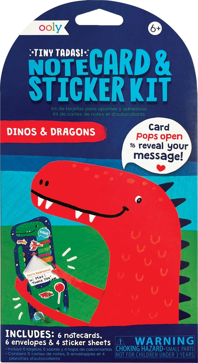 Tiny Tada! Note Cards & Sticker Set - Dinos & Dragons (Set of 16)