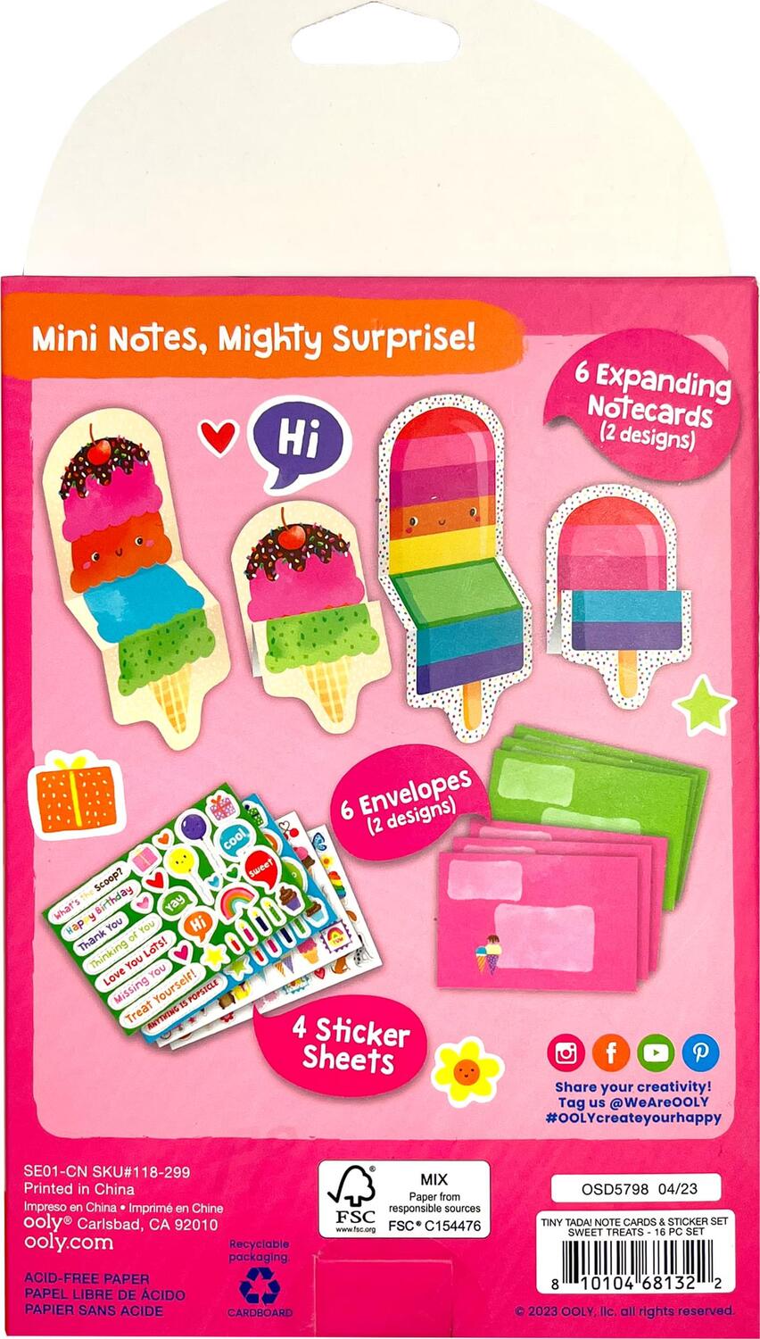 Tiny Tada! Note Cards & Sticker Set - Sweet Treats (Set of 16)