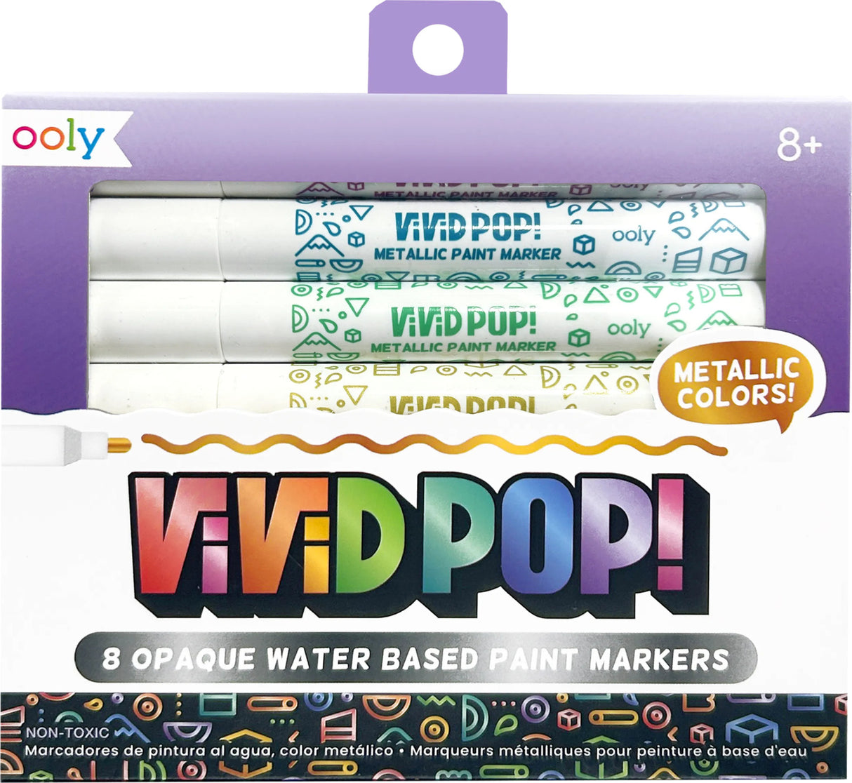 Vivid Pop! Water Based Paint Markers - Metallic - Set of 8