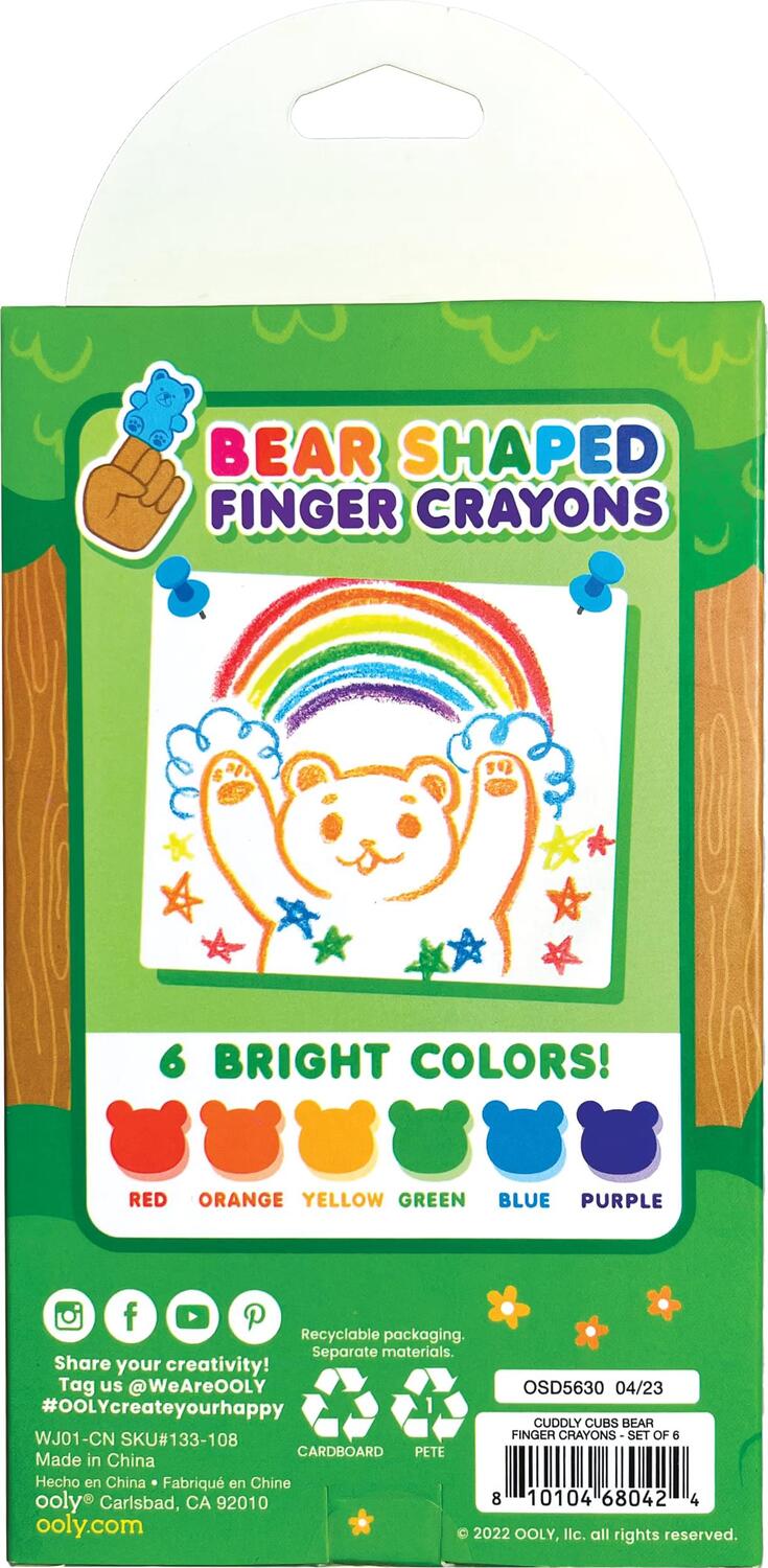 Cuddly Cubs Bear Finger Crayons - Set of 6