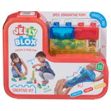 Jelly Blox toy packaging with colorful blocks and children playing