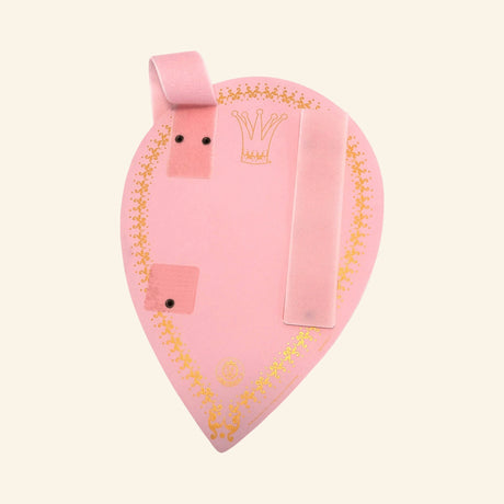 Back view of the Liontouch Queen Rosa Shield showing the handle and arm straps on the pink EVA foam shield.