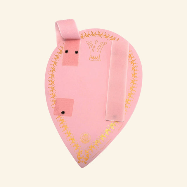 Back view of the Liontouch Queen Rosa Shield showing the handle and arm straps on the pink EVA foam shield.