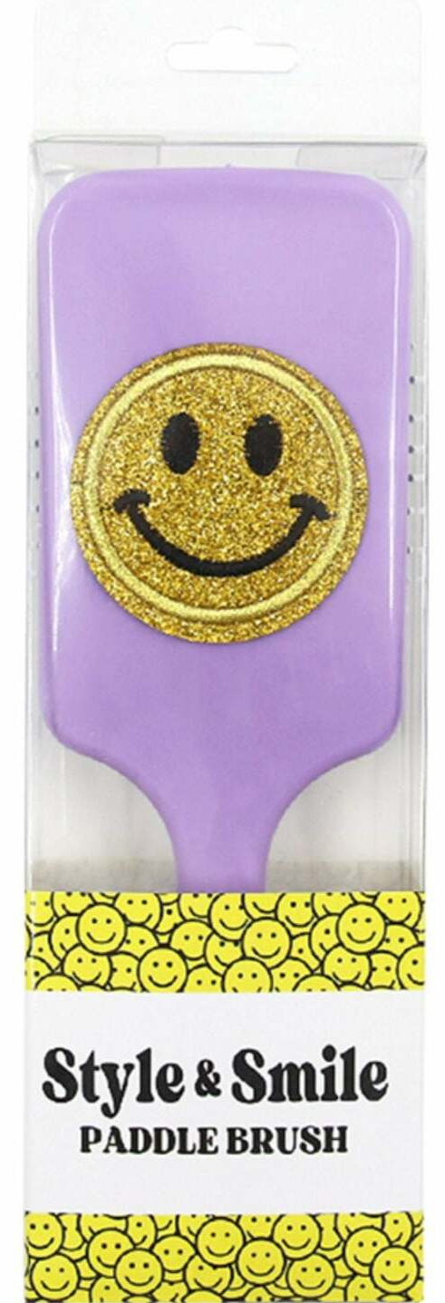 Varsity Glitter Smiley Face Large Paddle Hair Brush