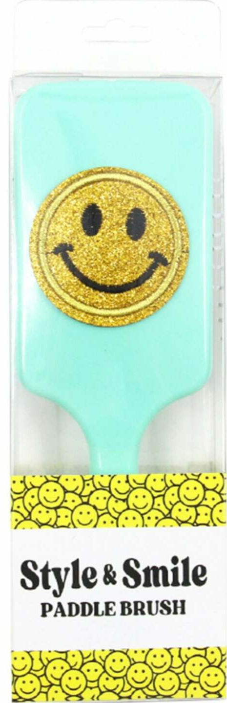 Varsity Glitter Smiley Face Large Paddle Hair Brush