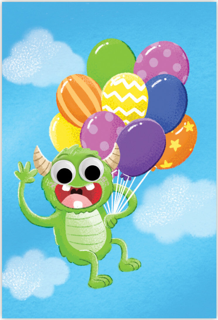 Card - Monster w/ Balloons Googly Eyes