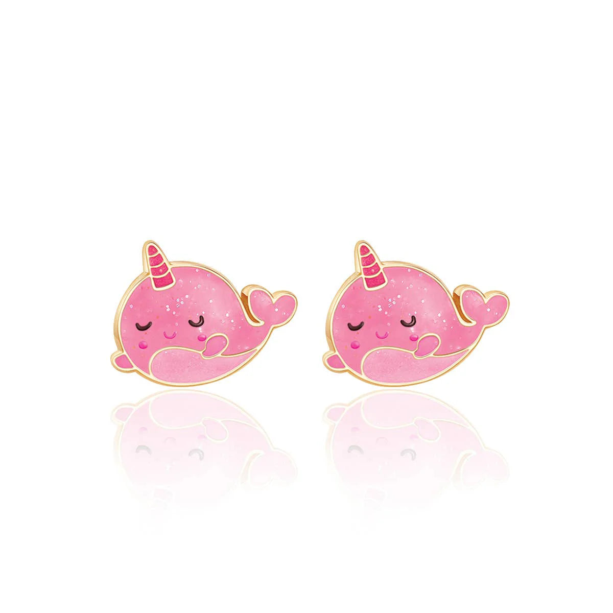 Cutie Studs- Glitter Pink Narwhal