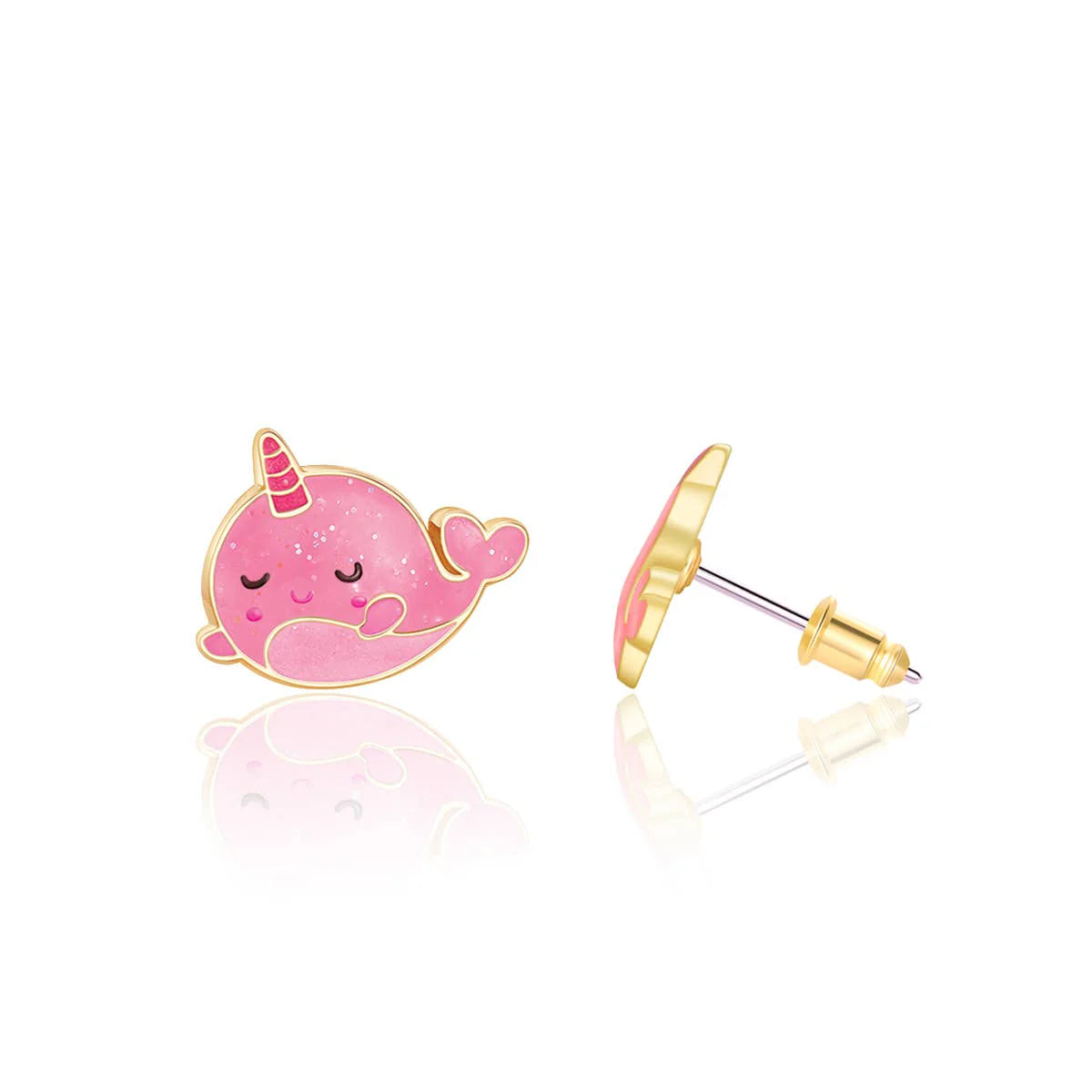 Cutie Studs- Glitter Pink Narwhal