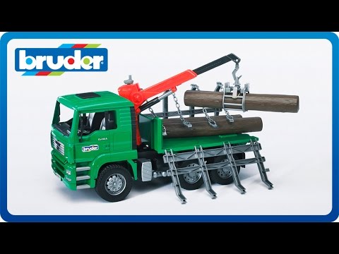 Load and play video in Gallery viewer, MAN Timber truck with loading crane and 3 trunks

