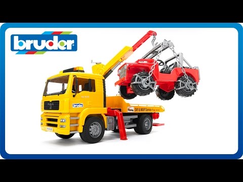 BRUDER MAN TGA Tow Truck with Cross Country Vehicle