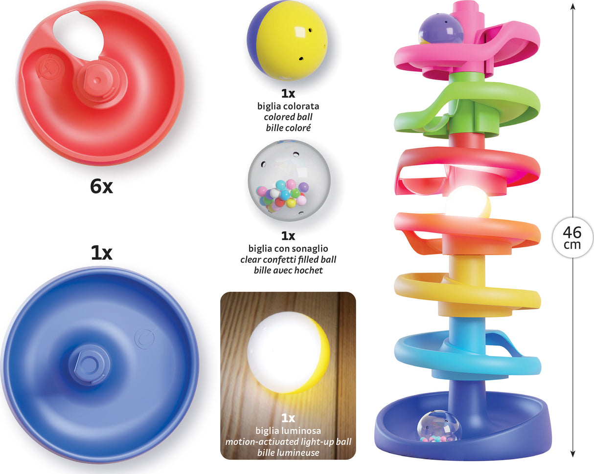 Spiral Tower Brightball - a swirling run of balls