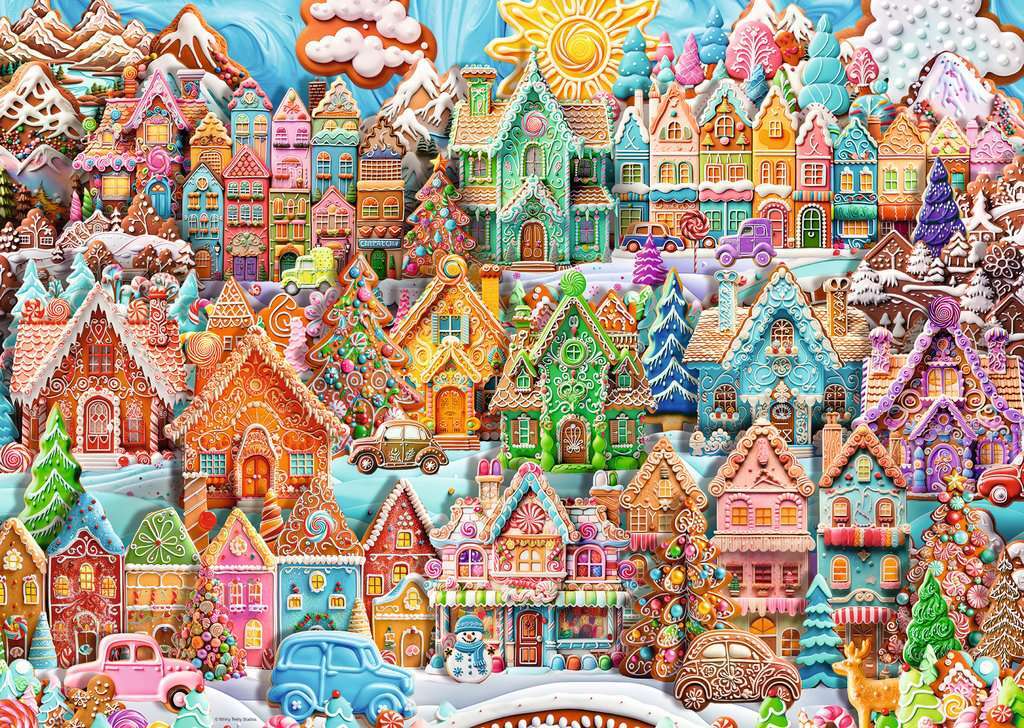 Jigsaw Puzzle Christmas Cookie Village - 1000 Pieces Puzzle