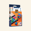 SmartGames IQ Quub retail box showing the compact puzzle case, colorful 3D puzzle pieces, 120 challenges, and 1-player logic game details for ages 6 and up.
