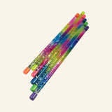 Sparkling Rainbow Batons shown in assorted bright colors with glittery rainbow-filled tubes and colorful end caps.