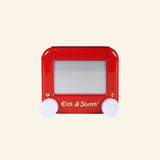 Spin Master Pocket Etch A Sketch shown unboxed with a red frame, gray magic drawing screen, two white control knobs, and the Etch A Sketch logo below the screen.