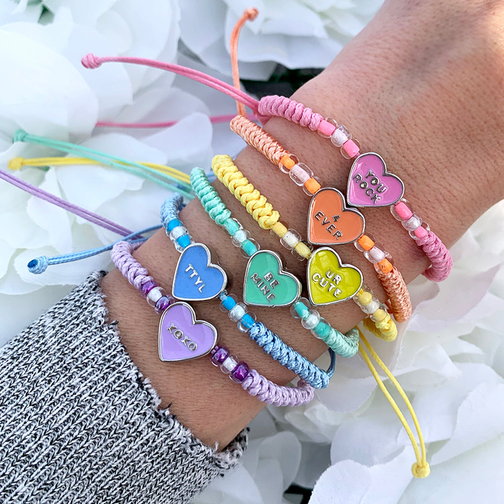 Adjustable Conversation Heart valentine bracelets