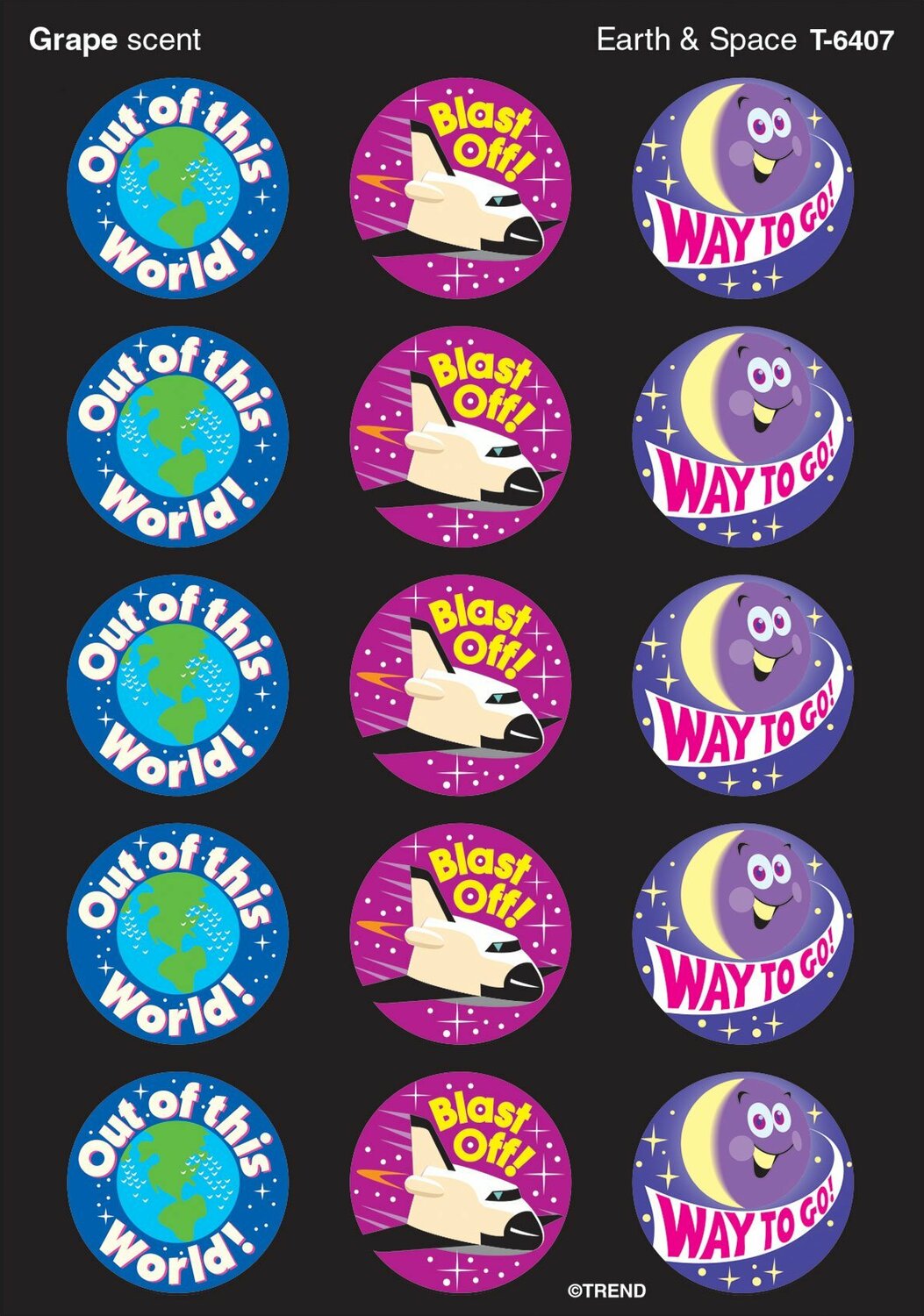 Earth and Space/ Grape Stinky Stickers, 60 Ct