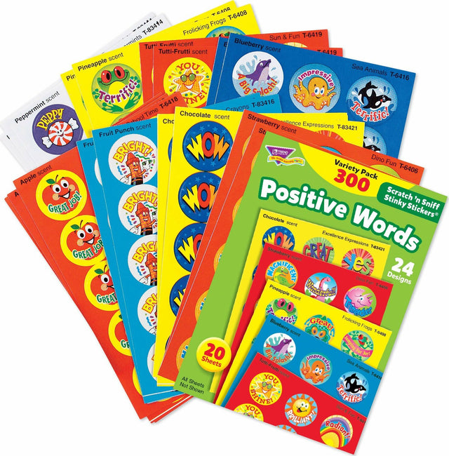 Positive Words Stinky Stickers Variety Pack, 300 Ct