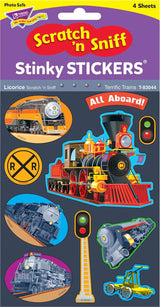 Terrific Trains/ Licorice Mixed Shapes Stinky Stickers, 40 Ct