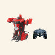 Red Turbo Twister Morpher remote control transforming robot car with controller.