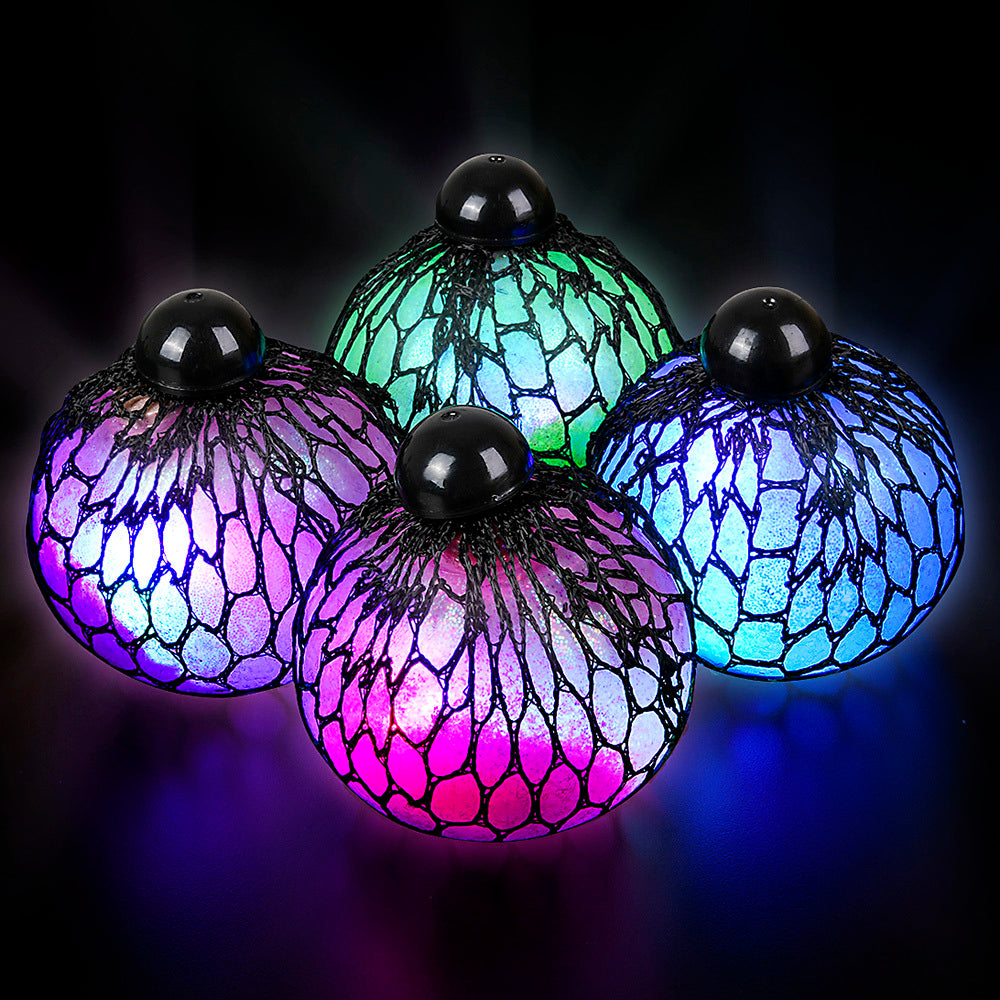 3" Light-up Mesh Ssqueeze Glitter Ball