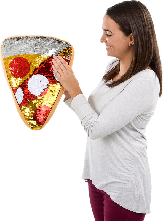 16" Plush Flip Sequin Pizza Pillow