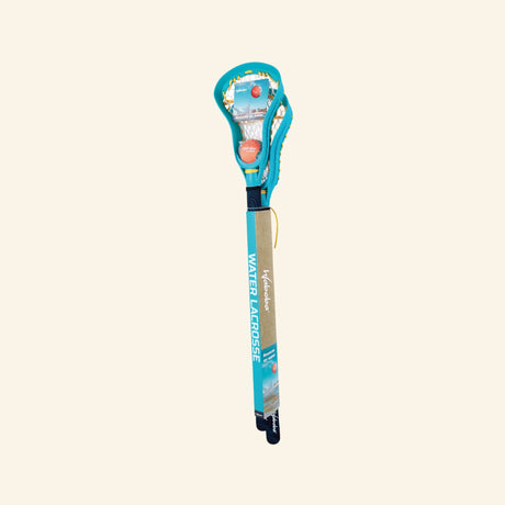 Waboba Lacrosse Set shown in retail packaging with two turquoise-and-gray lacrosse sticks bundled together and a Waboba Original ball attached near the stick head.