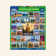 White Mountain National Park Posters 1000-piece jigsaw puzzle featuring a colorful collage of vintage-style posters from iconic U.S. National Parks with artwork by Rob Decker.