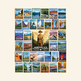 Included bonus poster featuring the complete National Park Posters artwork for reference while assembling the 1000-piece puzzle.