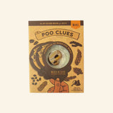 Wild Life Poo Clues package showing a playful animal scat identification guide with illustrated animal droppings, a magnifier window, and humorous outdoor tracking graphics.