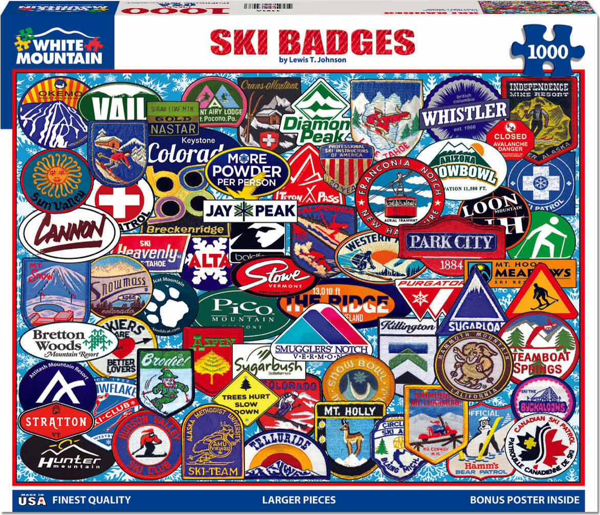 Ski Badges - 1000 Piece - White Mountain Puzzles